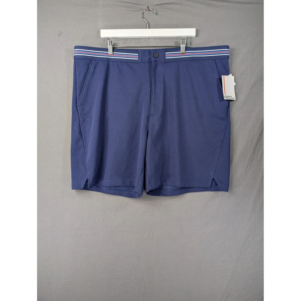 Sports‎ Illustrated Mens 2XL Blue Knit Golf Athletic Shorts Striped Waistband